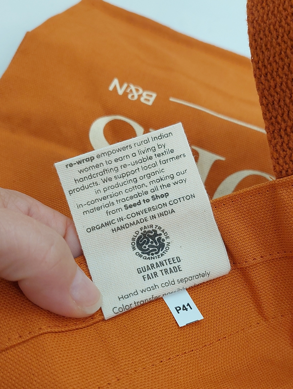 Barnes & Noble Tote Bag Rust Orange Organic Cotton - Picture 8 of 12